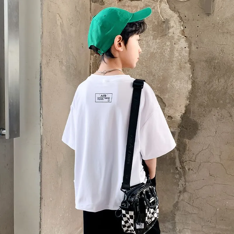 【90-160cm】超人気 シンプル 配色 快適 コットン 半袖 男の子 Tシャツ