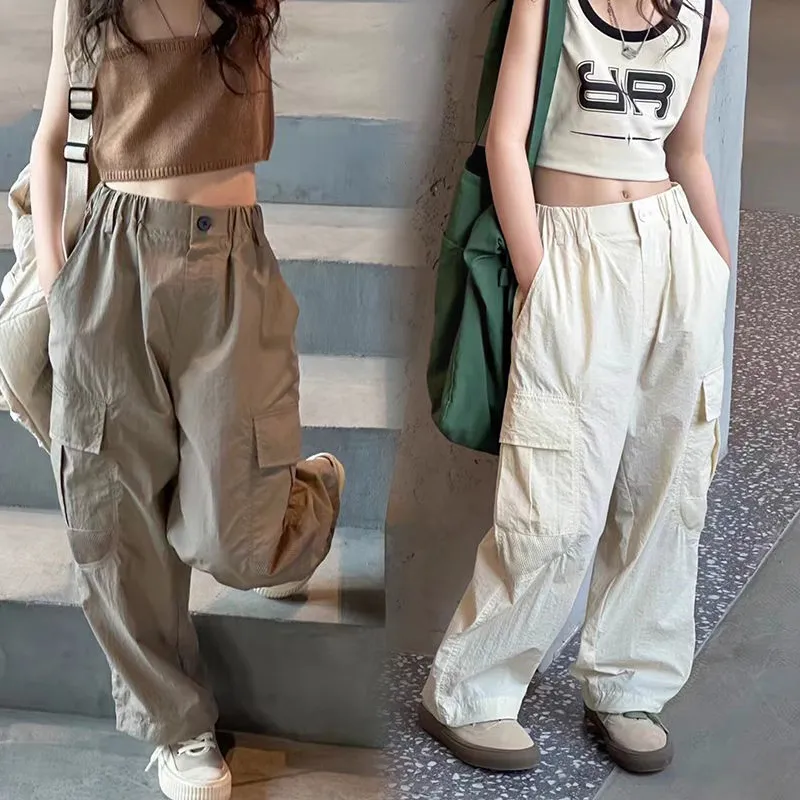 【110-170】3色展開 薄手 吸汗速乾 無地 カジュアル ファッション 子供服 キッズ ジュニア 女の子 ボトムス パンツ