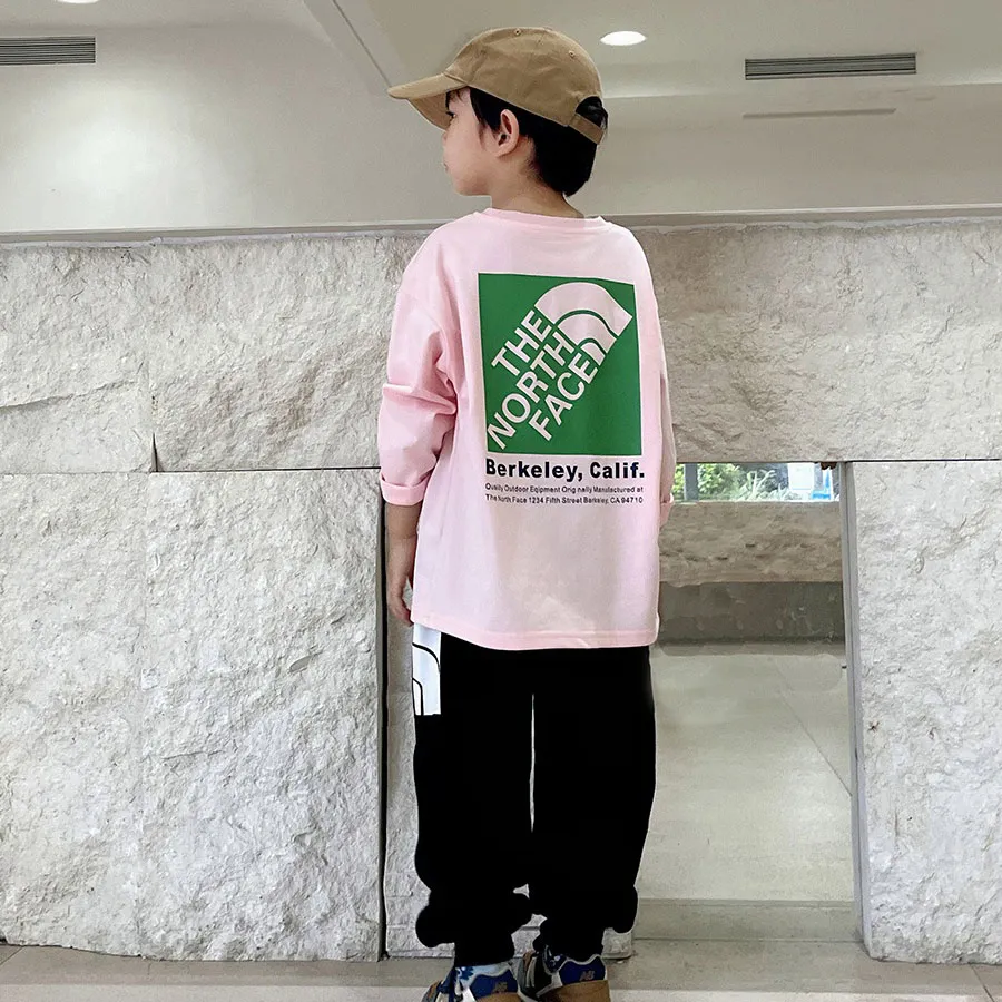 【100-160cm】着回し力抜群 アルファベット ラウンドネック トレンド カジュアル 長袖 Tシャツ