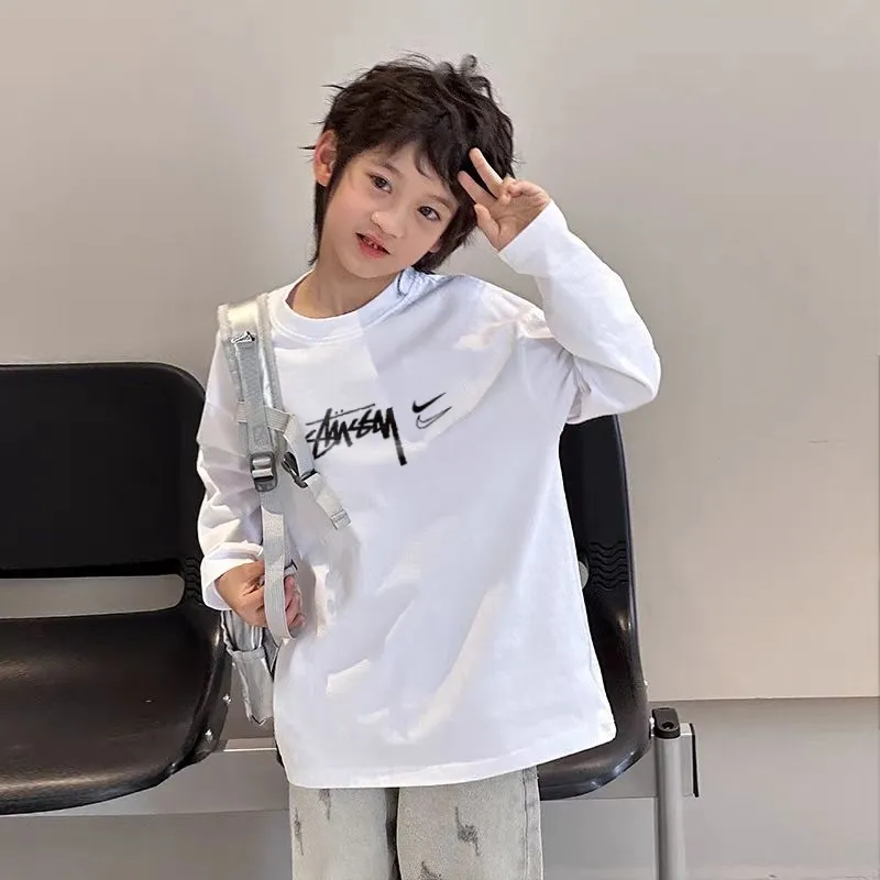 【90-160cm】好評発売中 トレンド アルファベット 定番 カジュアル 合わせやすい 長袖 Tシャツ