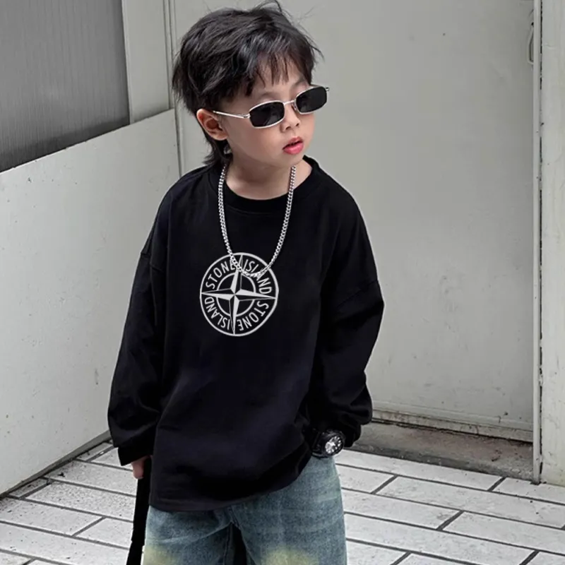 【90-160cm】今季大注目 トレンド 着心地良い ラウンドネック アルファベット 長袖 Tシャツ