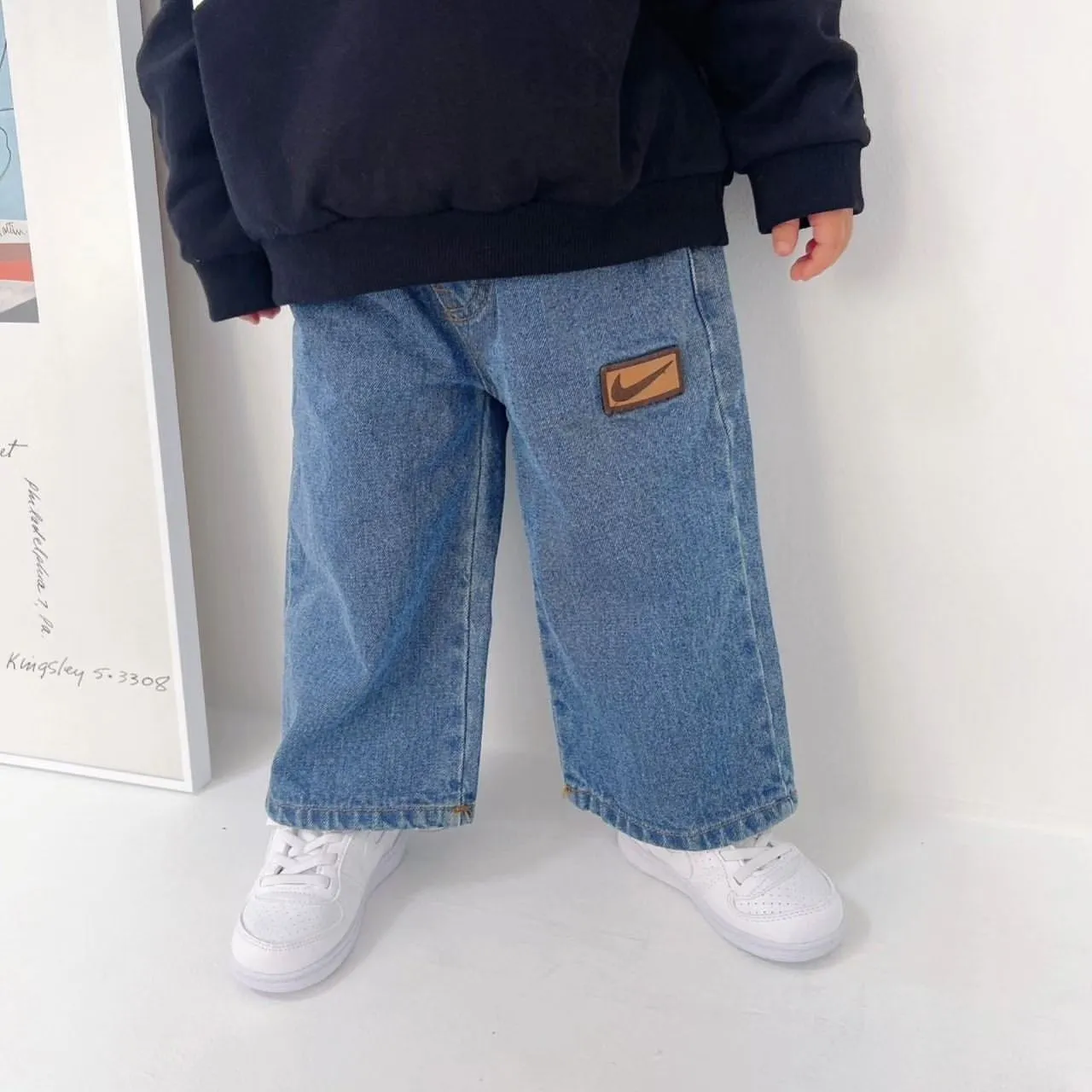 【80-130cm】大好評 カジュアル 合わせやすい 履きやすい トレンド ルーズ デニムパンツ