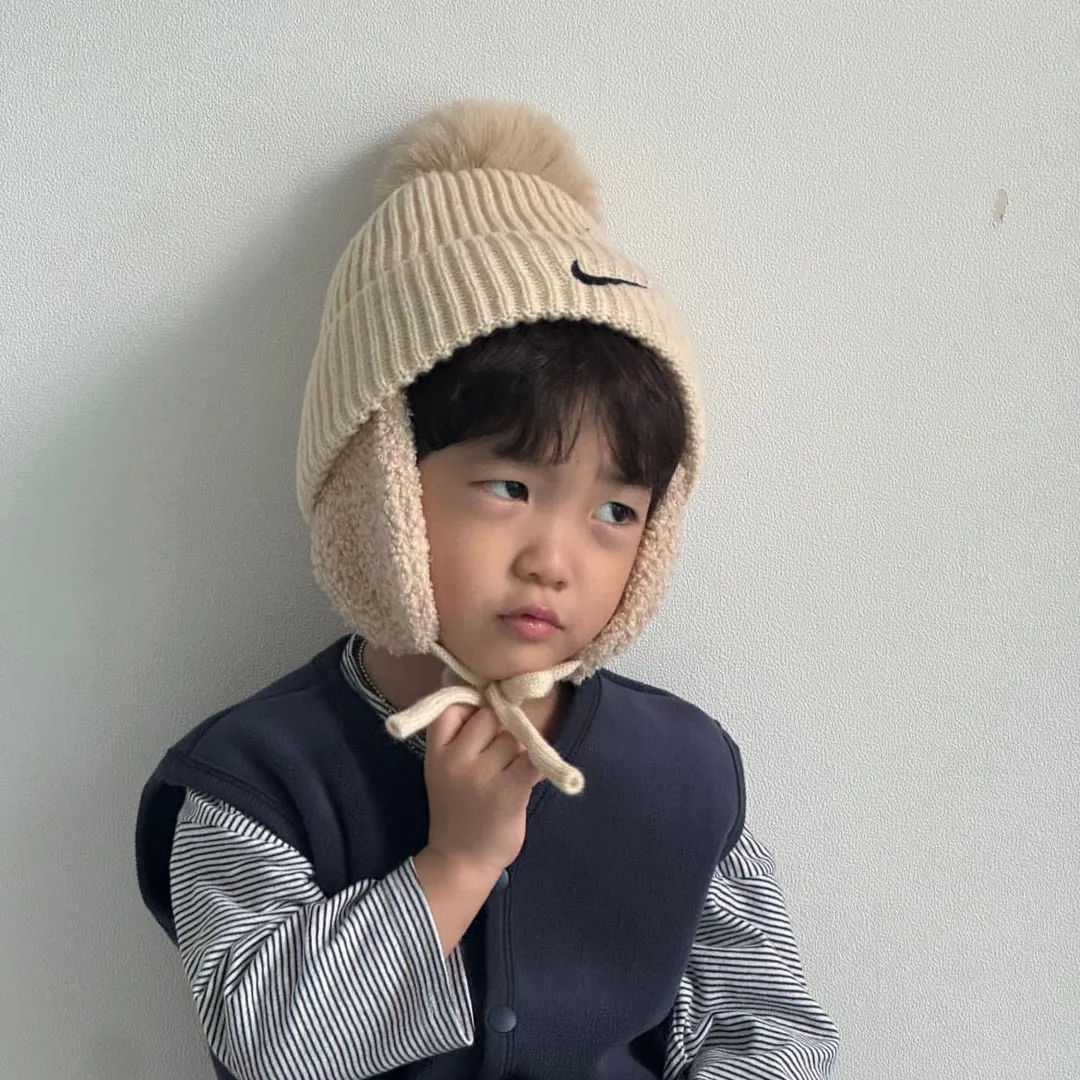 大注目 シンプル トレンド 合わせやすい 防寒 こども ニット 帽子