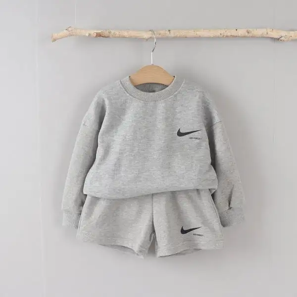【90-160cm】二点セット シンプル 着心地良い定番 ルーズ トレーナー+ショートパンツ セットアップ