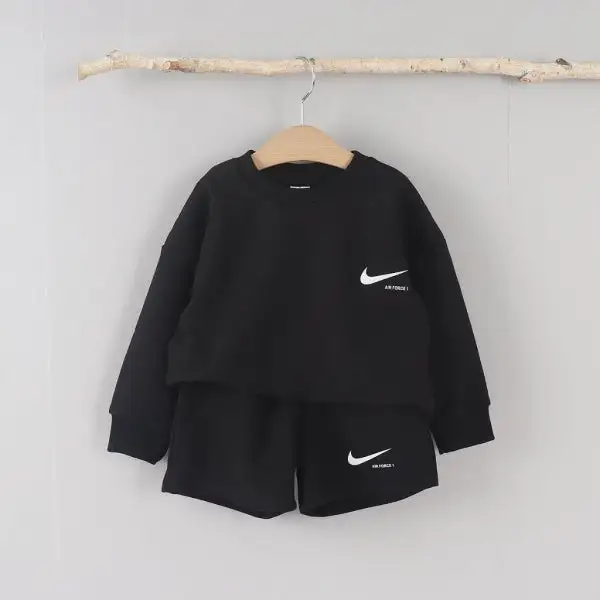 【90-160cm】二点セット シンプル 着心地良い定番 ルーズ トレーナー+ショートパンツ セットアップ