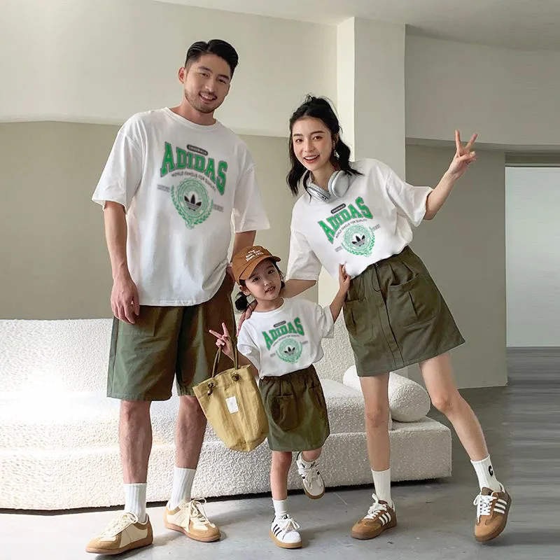 【90-160cm+親サイズ】好感度100% 大活躍 目立つ 合わせやすい 親子ペア 半袖 Tシャツ