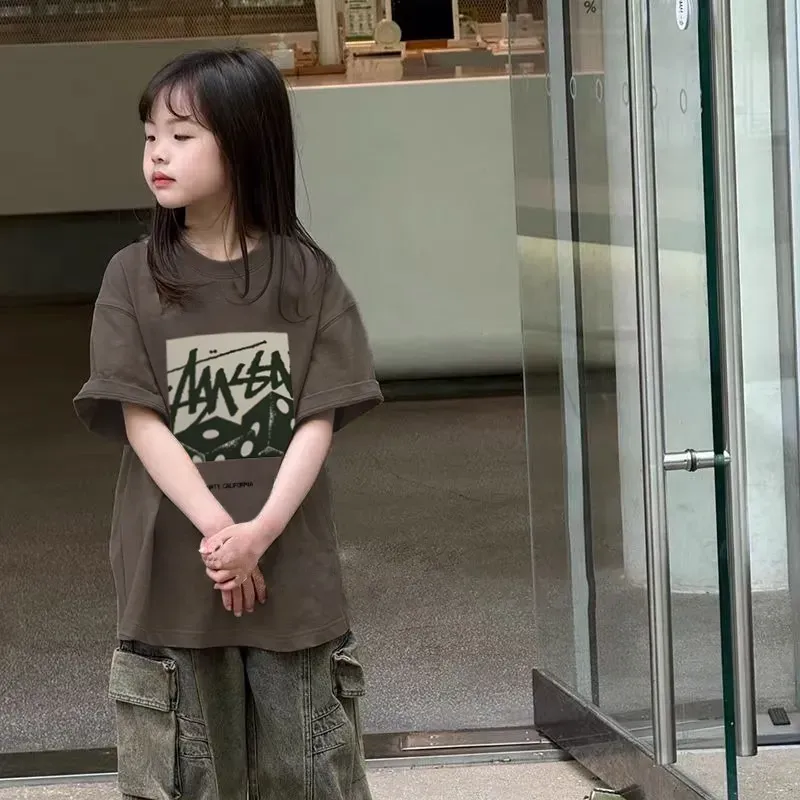 【90-160cm】リラックス感ある カジュアル 新作 ゆったり 女の子 半袖 Ｔシャツ