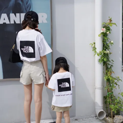 【90-160cm+親サイズ】コンフォート感抜群 カジュアル トレンド 親子ペア 半袖 Tシャツ
