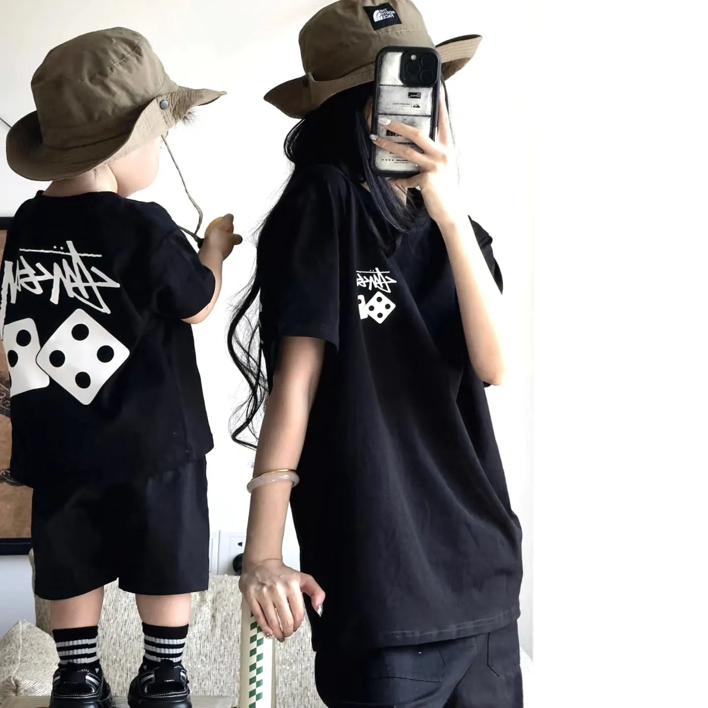 【90-150cm+親サイズ】大好評 親子ペア シンプル カジュアル 着やすい 半袖 Ｔシャツ