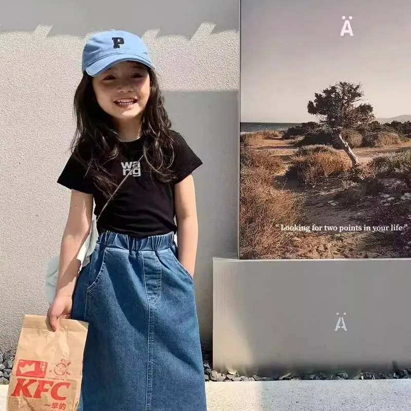 【90-150cm】好感度100％  シンプル カジュアル 合わせやすい 女の子 半袖Ｔシャツ
