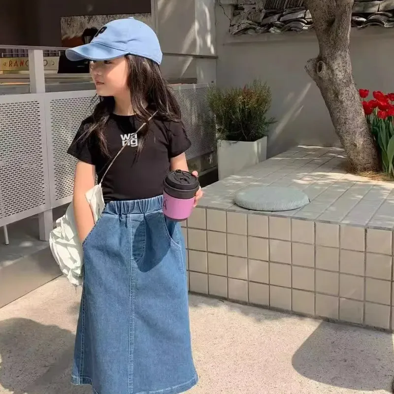 【90-150cm】好感度100％  シンプル カジュアル 合わせやすい 女の子 半袖Ｔシャツ