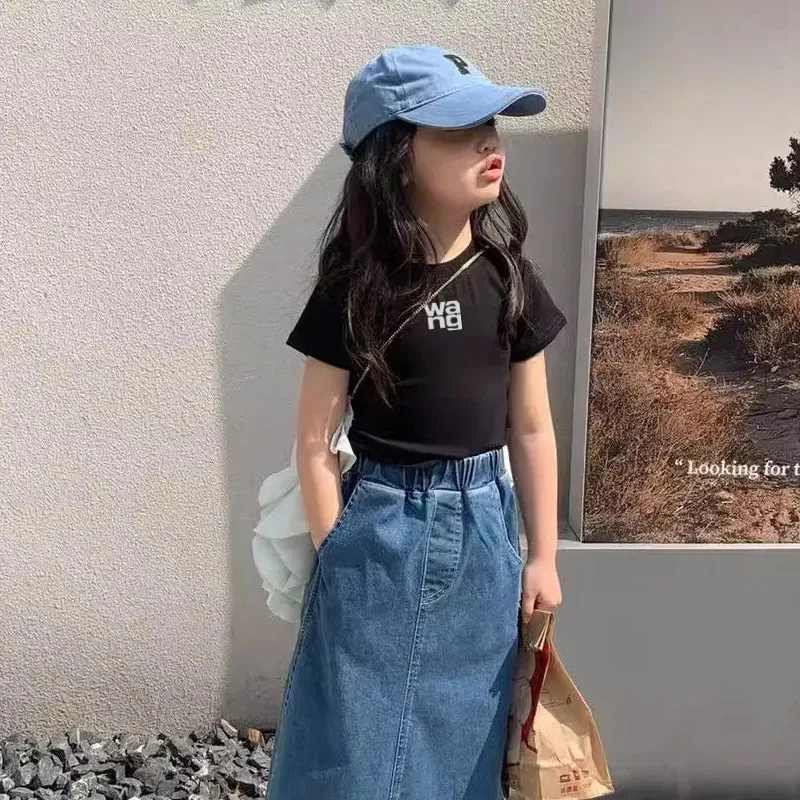 【90-150cm】好感度100％  シンプル カジュアル 合わせやすい 女の子 半袖Ｔシャツ