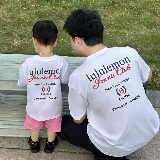 【90-160cm+親サイズ】リラックス感ある カジュアル アルファベット 着やすい 半袖 Ｔシャツ