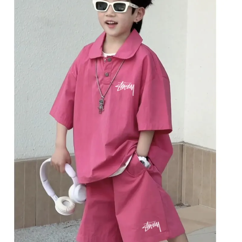 【100-150cm】二点セット トレンド感たっぷり 動きやすい 半袖Tシャツ+ショートパンツ セットアップ