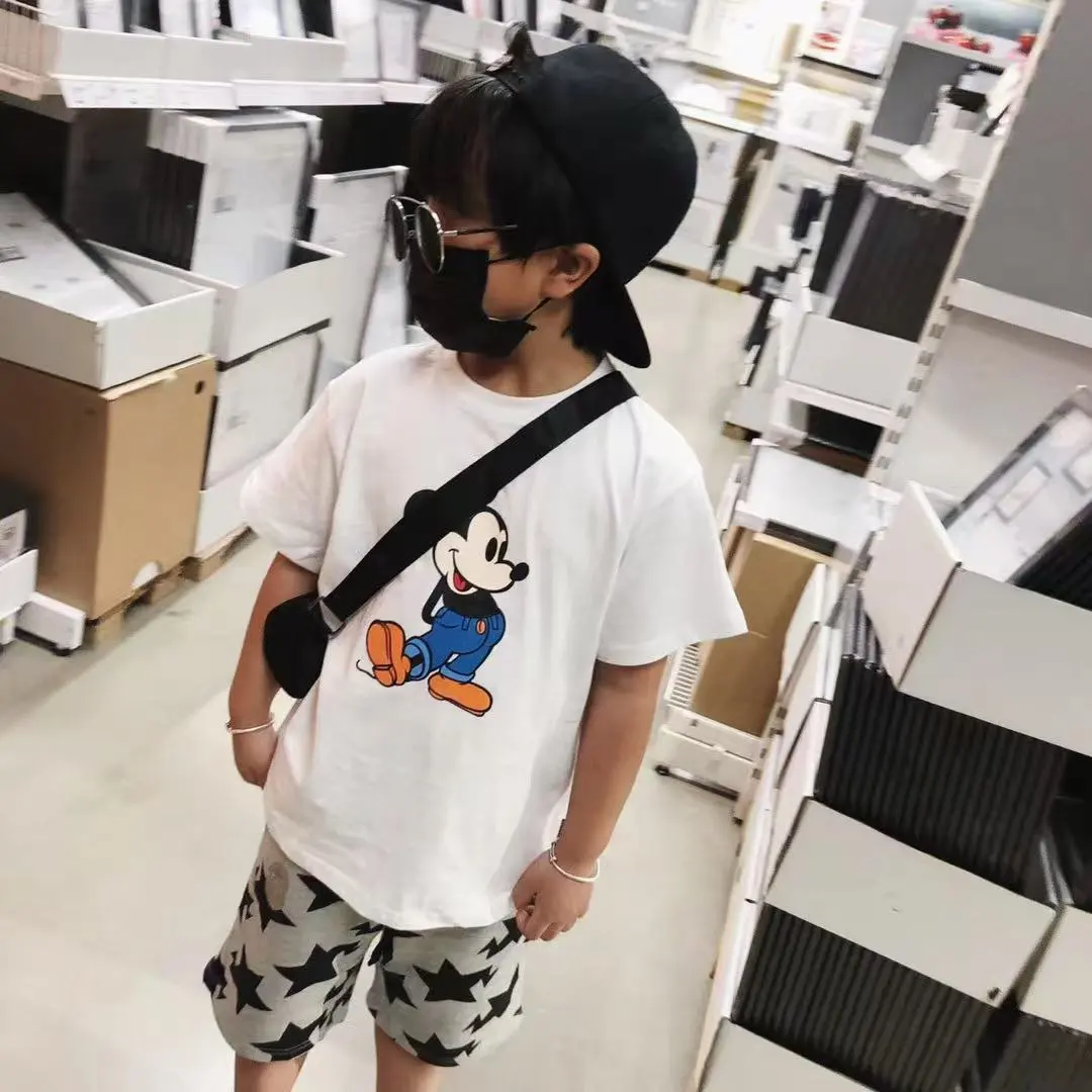 【90-160cm】絶対見逃さないで カートゥーン カジュアル 着心地抜群 半袖 Ｔシャツ
