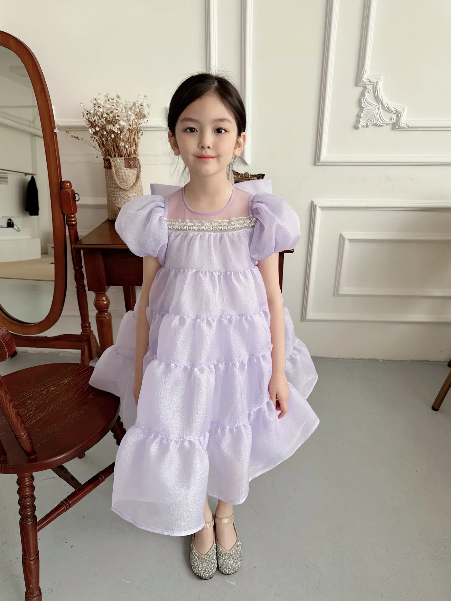 【100-150cm】オシャレ度高め プリンセス パーティー スウィート 女の子 ワンピース