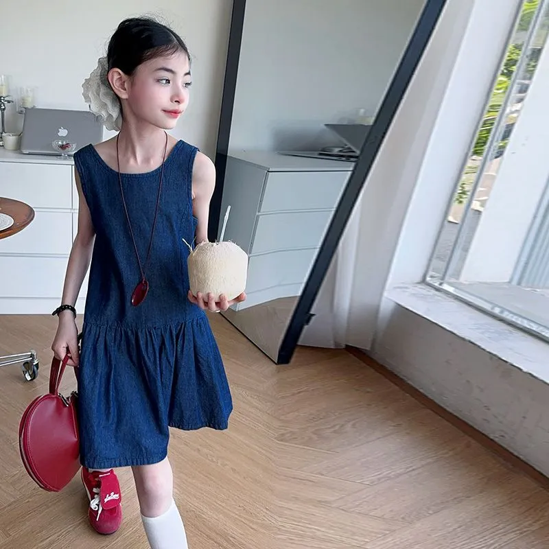 【120-170cm】人気爆発中 大注目 おしゃれ シンプル レトロ 女の子 デニム ワンピース