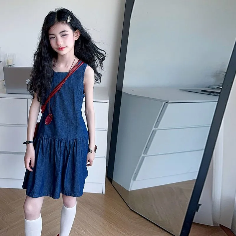 【120-170cm】人気爆発中 大注目 おしゃれ シンプル レトロ 女の子 デニム ワンピース