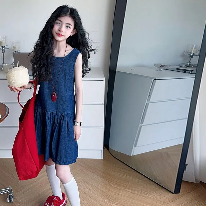 【120-170cm】人気爆発中 大注目 おしゃれ シンプル レトロ 女の子 デニム ワンピース