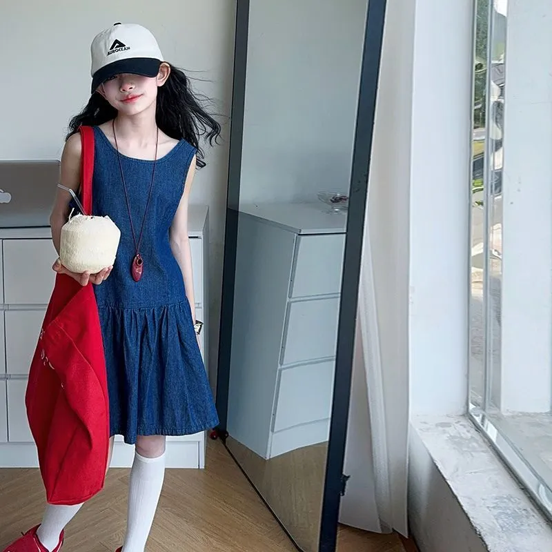 【120-170cm】人気爆発中 大注目 おしゃれ シンプル レトロ 女の子 デニム ワンピース
