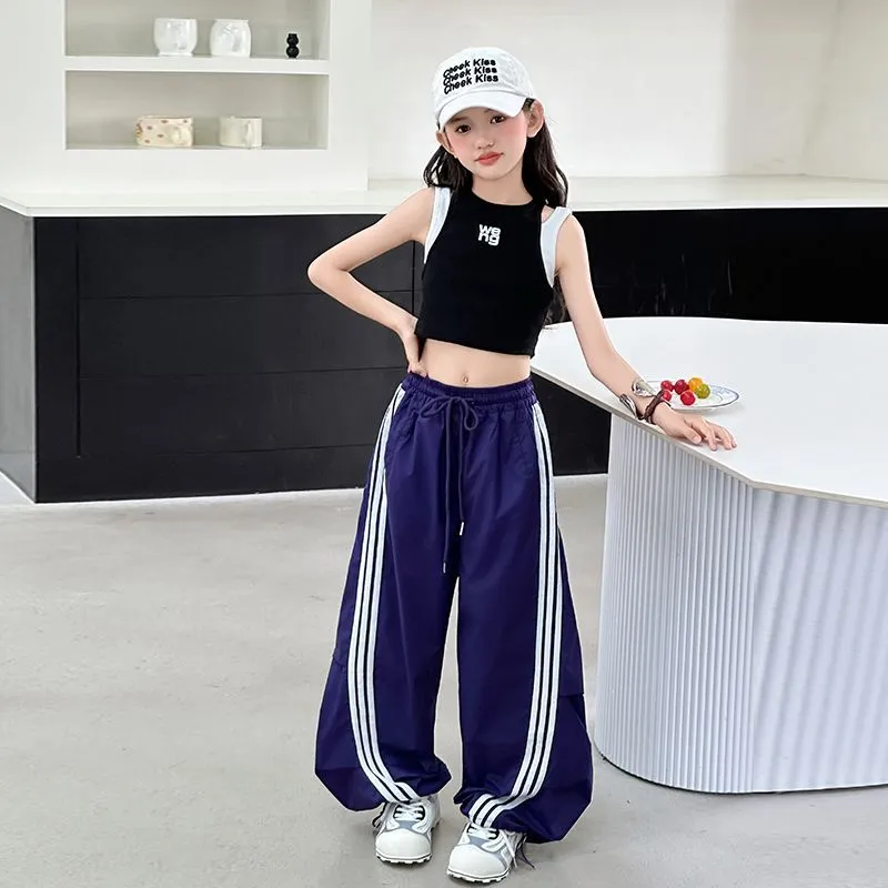 【120-170cm】二点セット 単品注文OK おしゃれ カジュアル クール 女の子 タンクトップ＋パンツ セット