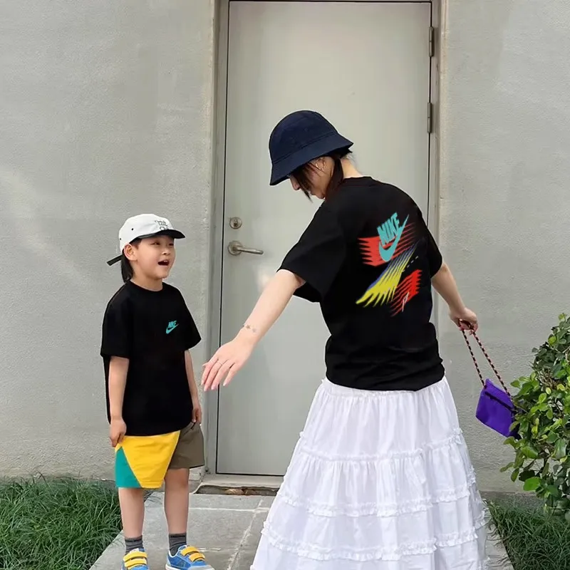 【90-160cm+親サイズ】着回し力抜群 大活躍 カジュアル 合わせやすい 親子ペア 半袖 Tシャツ