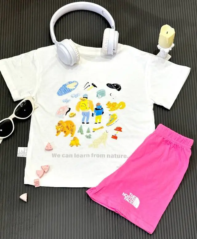 【80-160cm】二点セット 元気いっぱい 大注目 カジュアル 快適 タンクトップ/Ｔシャツ＋ショートパンツ セットアップ