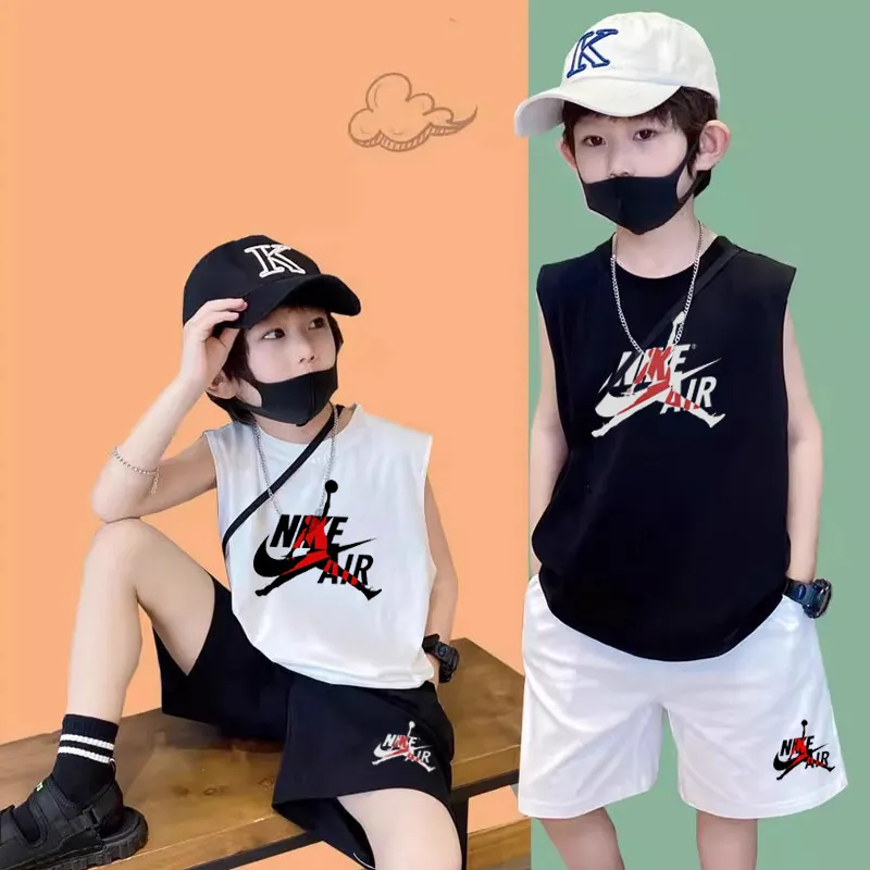 【90-160cm】二点セット トレンド感たっぷり カジュアル 大人気 男の子 タンクトップ+ショートパンツ セットアップ