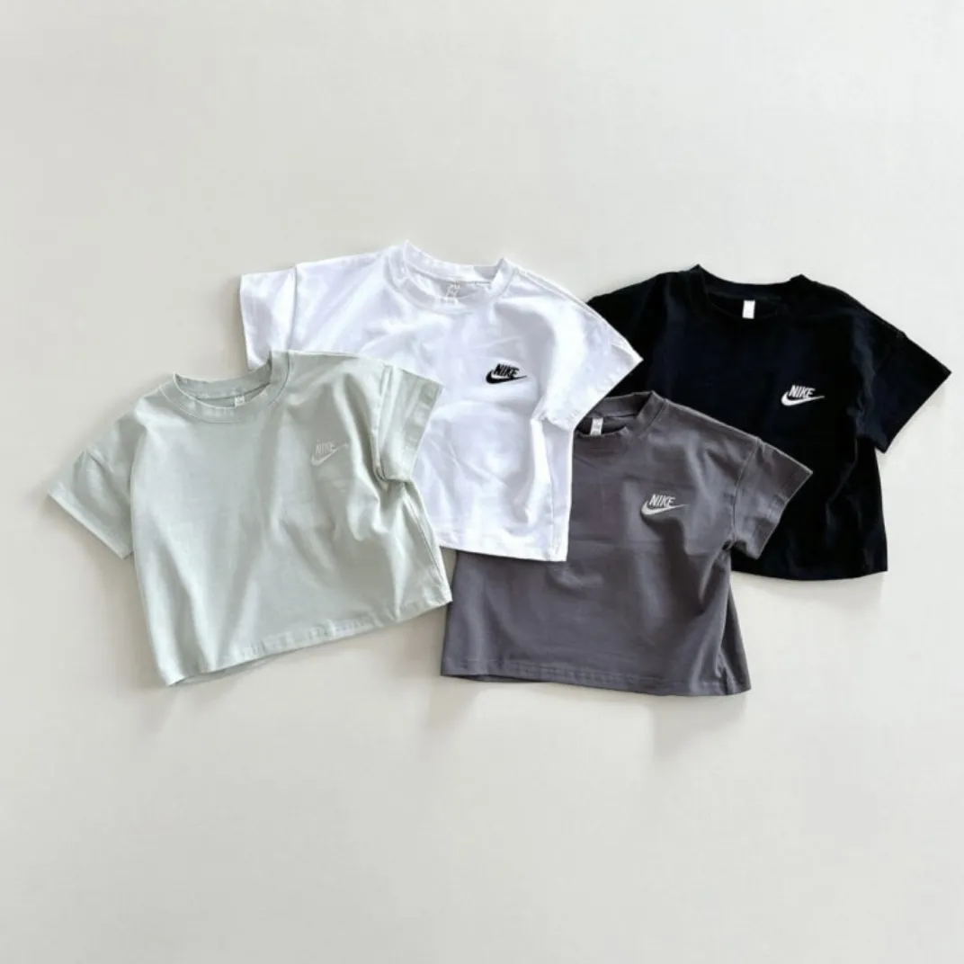 【80-130cm】売り切れ必至 売れ筋 カジュアル 刺繍 無地 肌触り良い 半袖 Ｔシャツ