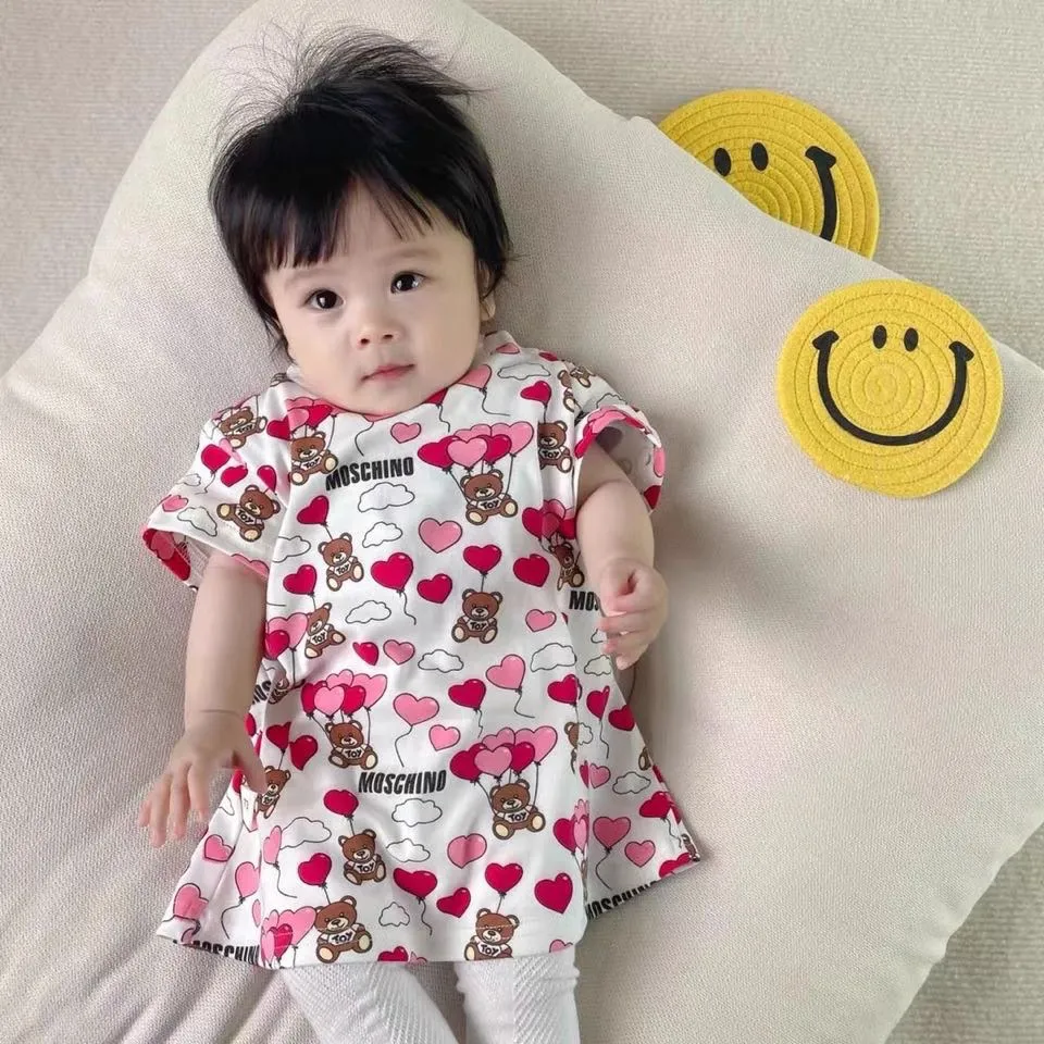 【73-110cm】存在感アップ  SNSで話題 着心地良い カートゥーン プリント ベビー 半袖 ワンピース