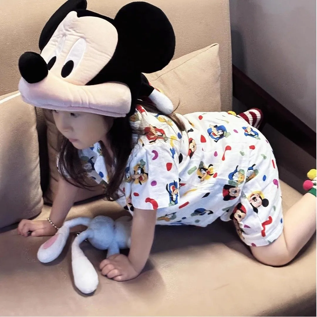 【90-150cm】二点セット 好感度100％  大人気 遊び心満載 カートゥーン 半袖 Ｔシャツ+ショートパンツ セットアップ