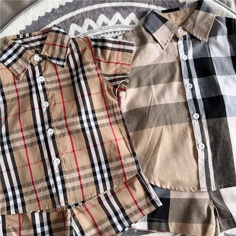 【80-150cm】二点セット 絶対後悔しない  大人気 チェック柄 着やすい 半袖 Ｔシャツ+ショートパンツ セットアップ