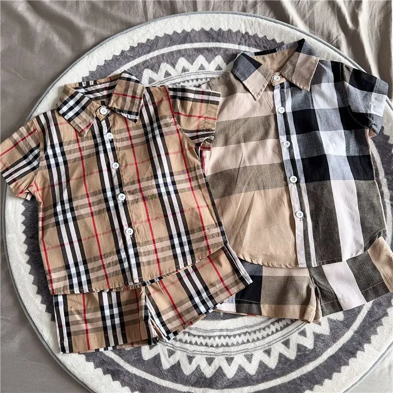 【80-150cm】二点セット 絶対後悔しない  大人気 チェック柄 着やすい 半袖 Ｔシャツ+ショートパンツ セットアップ