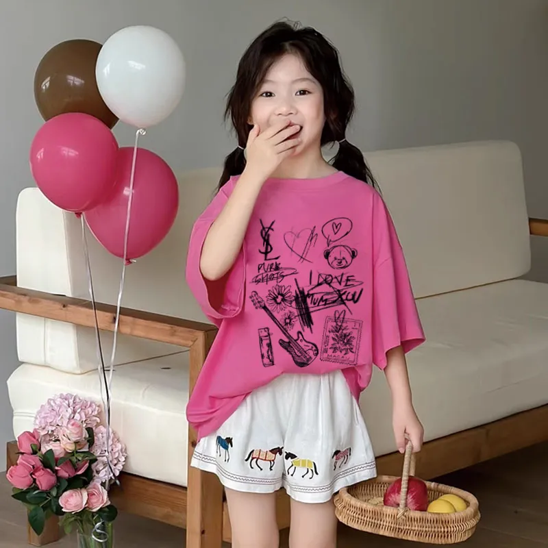 【90-160cm】好感度100％  大人気 おしゃれ スタイリッシュ クール 女の子 半袖 Ｔシャツ