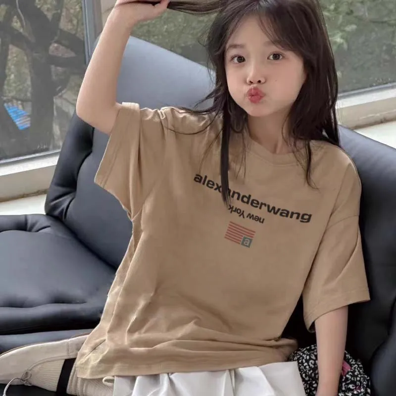 【90-160cm】SNS映えコーデに 好感度UP おしゃれ アルファベット 女の子 半袖 Ｔシャツ