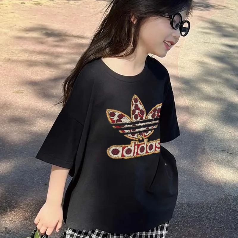 【90-160cm】絶対欲しい モード感アップ カジュアル 合わせやすい 女の子 半袖 Ｔシャツ