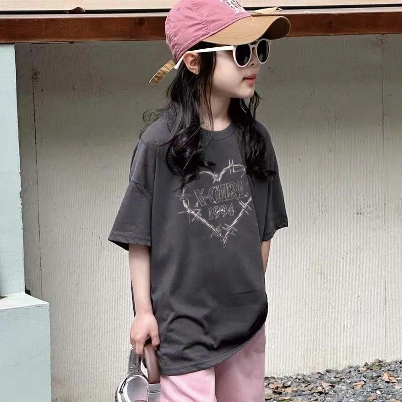 【90-160cm】毎日着たくなる 好感度UPカジュアル 肌に優しい 女の子 半袖 Tシャツ