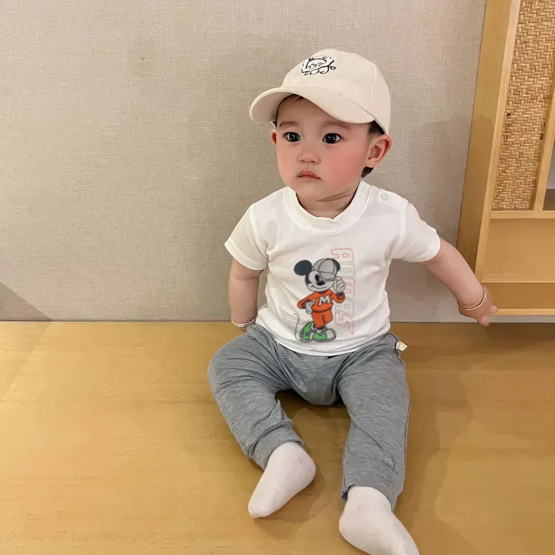 【66-90cm】目立つ 可愛い カートゥーン 肌触り良い ベビー 半袖 Ｔシャツ