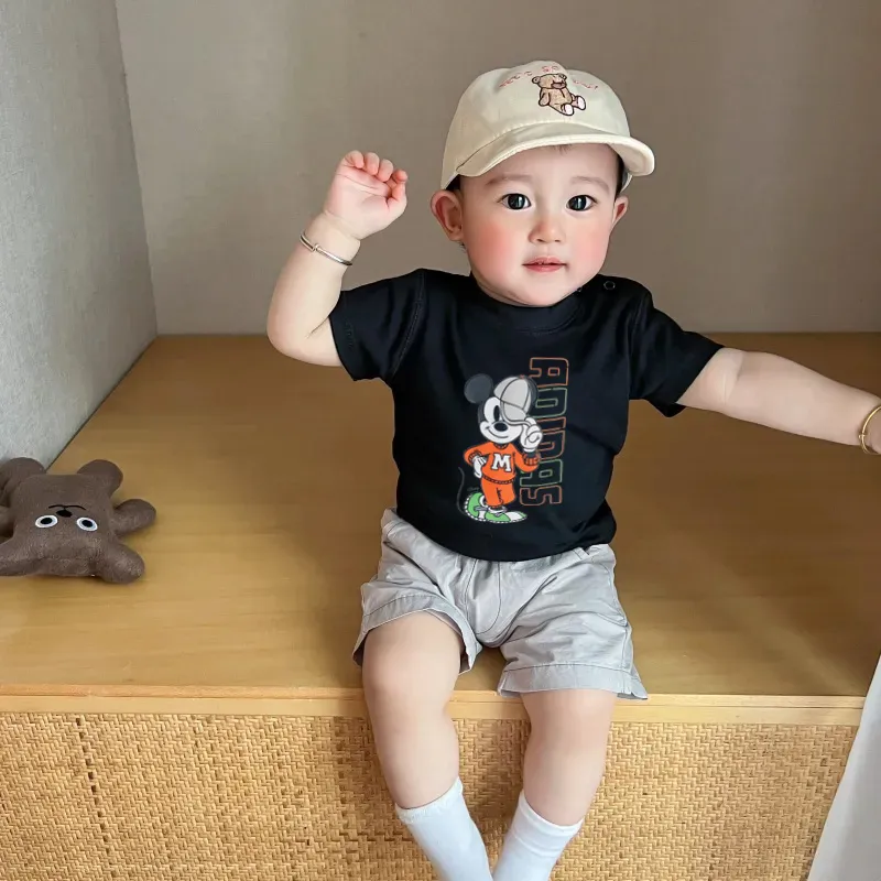 【66-90cm】目立つ 可愛い カートゥーン 肌触り良い ベビー 半袖 Ｔシャツ