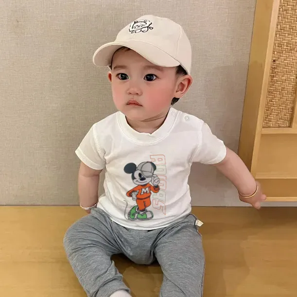 【66-90cm】目立つ 可愛い カートゥーン 肌触り良い ベビー 半袖 Ｔシャツ