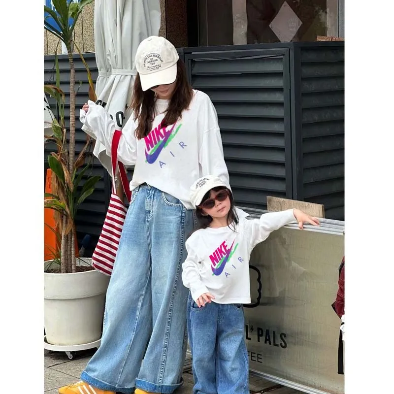 【90-160cm+親サイズ】存在感アップ  大注目 カジュアル 秋新作 快適 親子ペア 長袖 Ｔシャツ