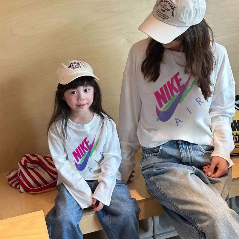 【90-160cm+親サイズ】存在感アップ 大注目 カジュアル 秋新作 快適 親子ペア 長袖 Tシャツ